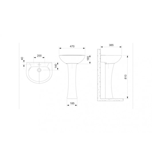 Lavatório Para Coluna Saveiro Branco Celite 47x39cm - Imagem principal - 5dd40781-753b-4fd5-aa4f-f800f3a89518