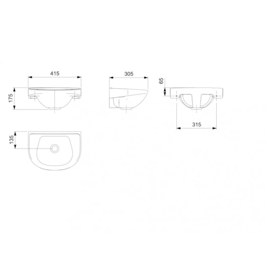 Lavatório Suspenso Azalea 43x33cm Branco Celite - Imagem principal - 214aeff4-28c6-4ebf-993b-ab7e7083f2bb
