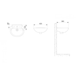 Lavatório Suspenso Com Furo Central Sem Ladrão Branco Celite 42,5x36,5cm