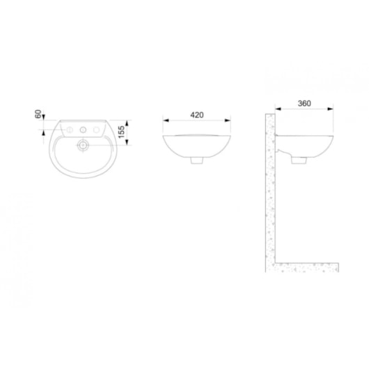 Lavatório Suspenso Com Furo Central Sem Ladrão Branco Celite 42,5x36,5cm - Imagem principal - db1c123b-5846-443c-8d6e-a0a444d96538