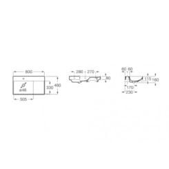 Lavatorio Suspenso Com Pratileira Lado Direito Ona Branco Roca 80x46cm