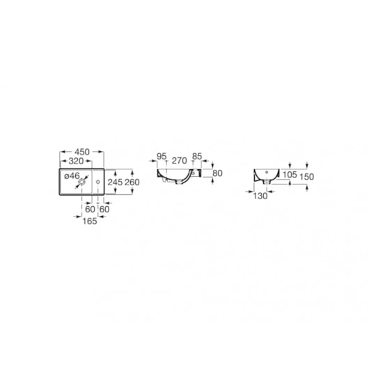 Lavatorio Suspenso Ona Branco Roca 45x26cm - Imagem principal - 5b6e8855-007a-4041-8908-01b276f78b0b