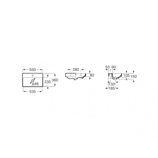 Lavatorio Suspenso Ona Branco Roca 55x36cm - Imagem principal - 1c2647e3-b253-4e3c-aa7e-f514d14fdf31