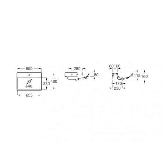 Lavatorio Suspenso Ona Branco Roca 65x46cm - Imagem principal - 8f99c692-061c-4b0e-ac9c-9fb9063d8f5f
