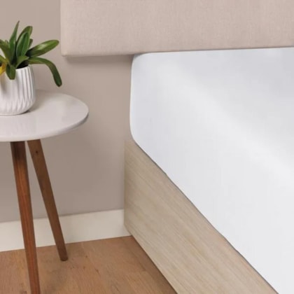 Lençol Com Elástico Bossa Casal Branco 300 Fios Karsten 140x190x40cm