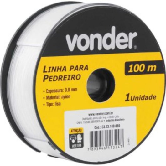 Linha Para Pedreiro Vonder 0,8mmx100m - Imagem principal - 5825d8d0-3ae2-45fe-8cf2-a5aea5cc58d5