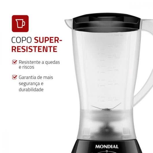 Liquidificador Easy Power L550B Preto Mondial 127V 500W - Imagem principal - ea36cf6e-9ec6-411b-a9c7-3a19fdd35180