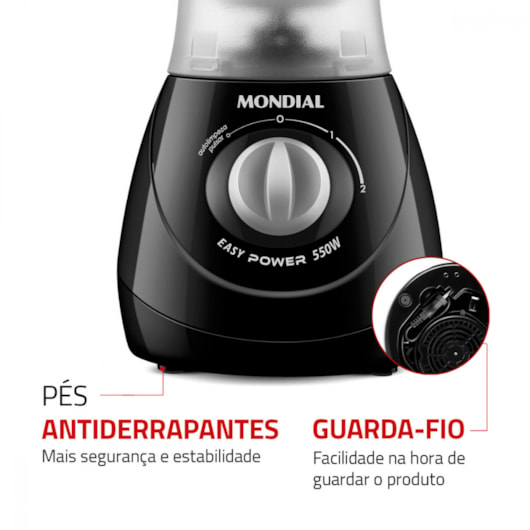 Liquidificador Easy Power L550B Preto Mondial 127V 500W - Imagem principal - e9050ed5-a5d2-4e68-b56a-166bca87d3ba