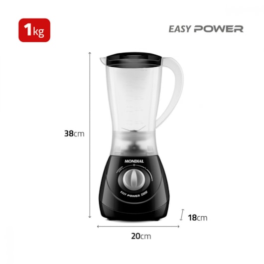 Liquidificador Easy Power L550B Preto Mondial 127V 500W - Imagem principal - 3d21c024-9fff-43f5-97e9-8b3b14f965c6