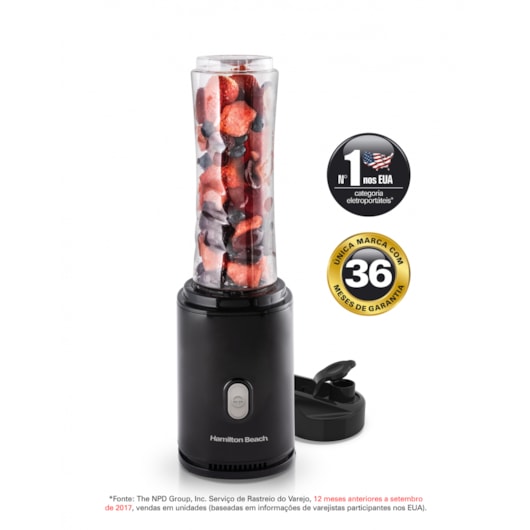 Liquidificador Individual Com 2 Copos 127V Preto Hamilton Beach - Imagem principal - 57d07f3a-dc20-4ecd-a0d2-b7b519c9af9a