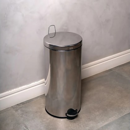 Lixeira Com Pedal e Balde Inox Brinox 30 Litros