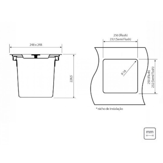 Lixeira De Embutir Em Inox Clean Square 5l Com Balde Plástico Tramontina - Imagem principal - 1389ec3e-d921-40a2-a9d9-00991f1abfba