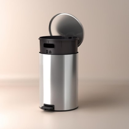 Lixeira Em Aço Inox Com Pedal Balde Interno Loop Polido Tramontina 20L