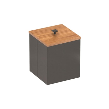 Lixeira Em Aço Inox Com Tampa De Bambu Luz Black Matte  Acetinado Tramontina 4,5L