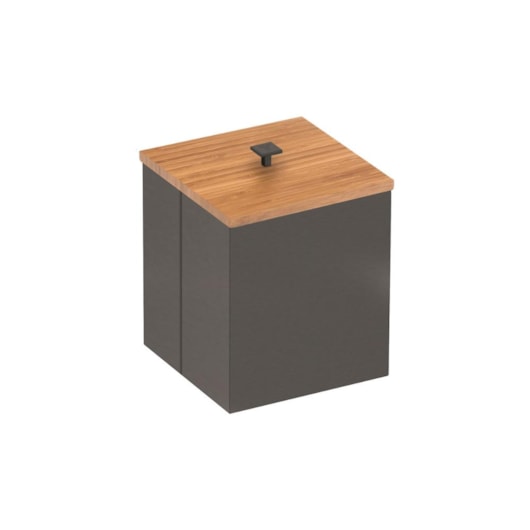 Lixeira Em Aço Inox Com Tampa De Bambu Luz Black Matte  Acetinado Tramontina 4,5L - Imagem principal - 9c8a6749-5f2f-4c79-8db5-3958df95e7d9