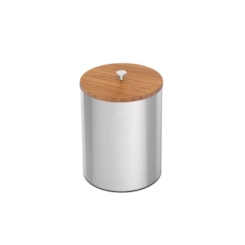 Lixeira Em Aço Inox Com Tampa De Bambu Útil  Acetinado Tramontina 5L