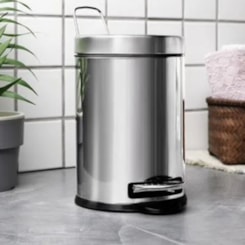 Lixeira Inox Com Pedal e Balde 5 Litros Brinox 