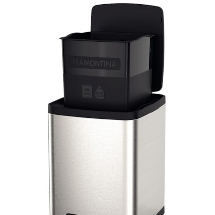 Lixeira Octos em Aço Inox com Balde Removível e Pedal 10 L Tramontina