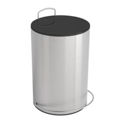 Lixeira Preta E Inox Escovado Redonda Com Pedal E Balde 5 Litros Ghelplus
