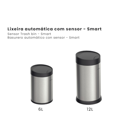 Lixeira Smart Automática com Sensor em Aço Inox com Acabamento Scotch Brite 6 L Tramontina - Imagem principal - 45d8a539-3b44-4b10-b0c0-ce3e514bb997