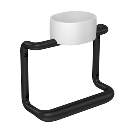 Loes Barra De Apoio Com Porta Objetos Black Matte Deca 24cm