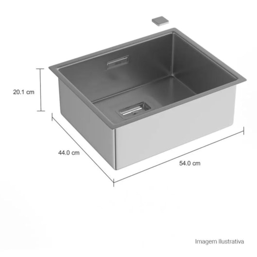 Loes Cuba De Cozinha Inox Wish Com Válvula Deca 54x44x20cm - Imagem principal - 3501c58b-28e6-4dc2-b2af-98bae1d10c28