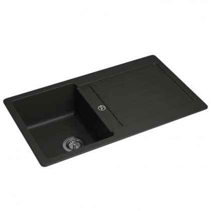 Loes Cuba De Cozinha Quartzo Com Válvula Black Deca 86x50x20,7cm