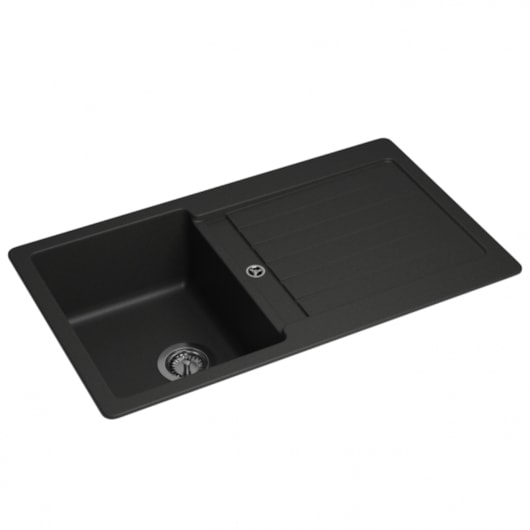 Loes Cuba De Cozinha Quartzo Com Válvula Black Deca 86x50x20,7cm - Imagem principal - 7ac3da1b-7507-4ece-a07e-5336b400c619