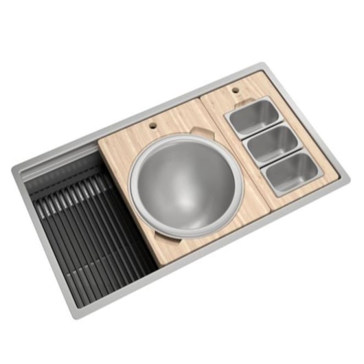Loes Cuba Retangular Em Inox Para Cozinha Funstation Deca Wish 90X50cm - Imagem principal - a718c2bb-cae6-4a17-8b3e-746d695a88e5