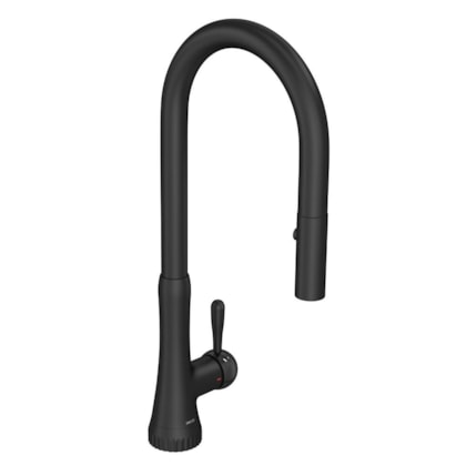 Loes Misturador Monocomando De Mesa Para Cozinha Bica Móvel Perola Black Matte Deca