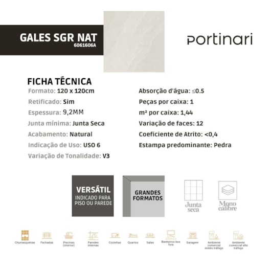 Loes Porcelanato Portinari Gales Sgr Natural 120x120cm Retificado - Imagem principal - ce2e8208-f5dc-4d45-b4dd-800c9d6b5c4b