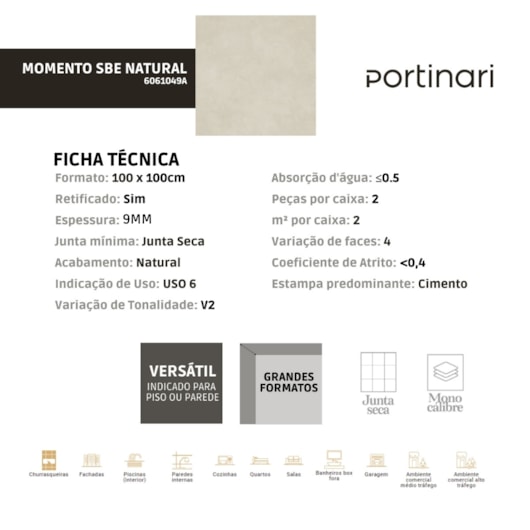 Loes Porcelanato Portinari Momento Sbe Natural 100x100cm Retificado - Imagem principal - 8b819251-24f9-4fd1-a2df-01aa6a7dbb88
