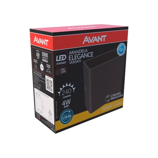 Luminária Arandela Elegance Versatti LED 4W Luz amarela 3000k Café Prova d'água IP65 Bivolt Avant - Imagem principal - f97c6d36-f4a9-451b-90cb-05985da06ba0