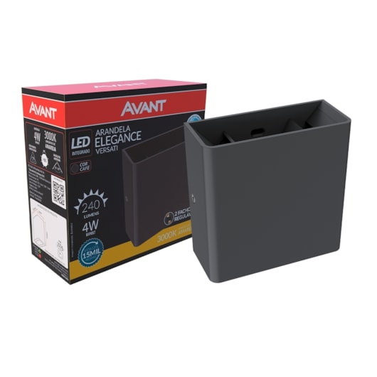 Luminária Arandela Elegance Versatti LED 4W Luz amarela 3000k Preto Prova d'água IP65 Bivolt Avant - Imagem principal - e1a2e9e5-abc5-4998-9820-9d92037ddd60