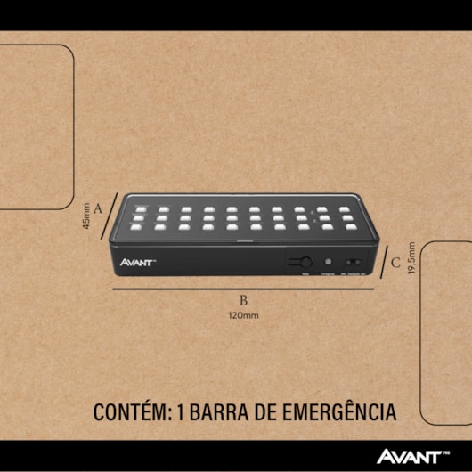 Luminária De Emergência Barra 6000K 1W 100 30 Leds Preto Fosco Avant - Imagem principal - 5c387125-70f2-4d2e-b5b5-ffb8c0111a90