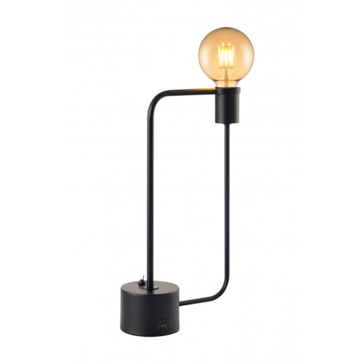 Luminária De Mesa Aramis Preto Fosco Usb Avant 1xe27 - Imagem principal - a1d36e97-38f4-4973-add3-38d6b1e2162b