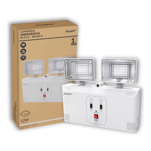 Luminária Led Emergencial Bloco Branco Fosco Avant 12 W 6000K - Imagem principal - 3f284954-e280-48f5-8818-342c5dd84ae6