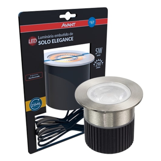 Luminaria Led Solo Elegance 5W Luz Amarela 3000K Aço Escovado Bivolt Avant - Imagem principal - 1dea9455-0e99-40c0-9873-e6c1bc00c1b5