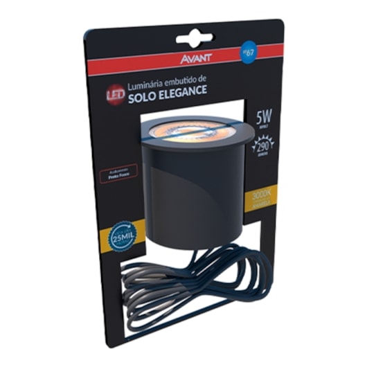 Luminaria Led Solo Elegance 5W Luz Amarela 3000K Preto Fosco Bivolt Avant - Imagem principal - 21c34eb1-02bd-4950-abdd-03e808f59e45