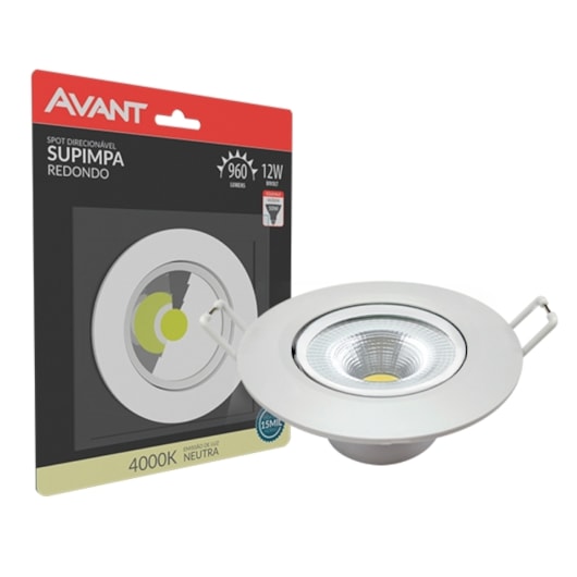 Luminária Redonda Spot Authentic De Embutir Com Emissão de Luz Neutra 4000K Bivolt Avant 12W - Imagem principal - a25fa086-b681-41f8-ac83-b256ce83674d