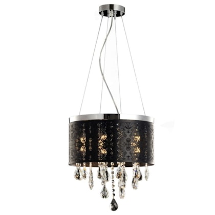 Lustre Duquesa Coroa Preto Fosco Avant 5 Lâmpadas G9