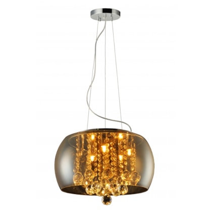 Lustre Wessex Vidro Ambar 40CM Translúcido 5Xg9 Canopla Cromo Avant