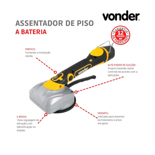 Maquina Assentar Piso A Bateria 12V MAP 120 Vonder                                                   - Imagem principal - 1a35029f-2321-48b3-bf37-f3e7354815f5