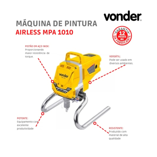 Maquina De Pintura Airless MPA 1010 220V Vonder                                                       - Imagem principal - 45604b76-c76c-4660-bea0-55388fd534e5