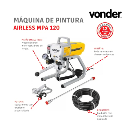 Maquina De Pintura Airless MPA 120 1,2Hp 220V Vonder                                            - Imagem principal - c436a821-9e8c-4675-89f5-f35e93c34491