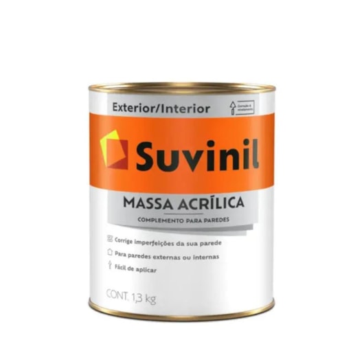 Massa Acrílica Branco Neve Suvinil 1,3Kg - Imagem principal - 56e0e925-7a64-4076-9fb1-cc3ab5fa4a24