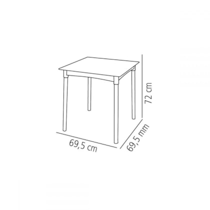 Mesa Diana 69,5X69,5 em Polipropileno Preto com Pernas de Madeira Tramontina