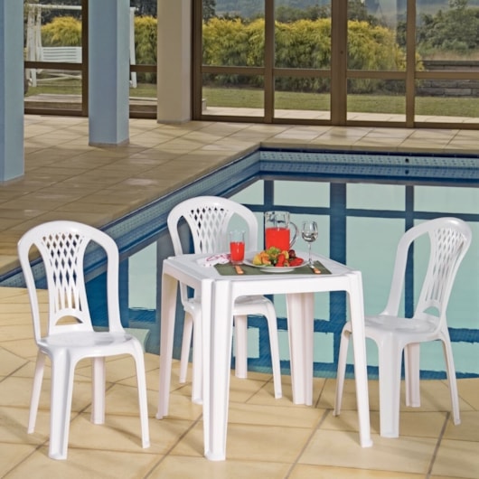 Mesa Quadrada Riviera Branco Tramontina - Imagem principal - 1e8255fd-03cf-4f87-8c33-46b0c74a47ea