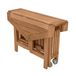 Mesa Sextavada Com 4 Cadeiras Acacia Metalnew