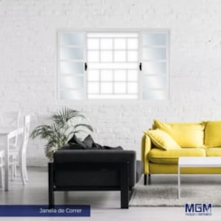 MGM JANELA DE CORRER MINAS SUL 4 FOLHAS GRADE QUADRICULADA VIDRO MINI BOREAL 100X120X12CM AÇO BRANCO